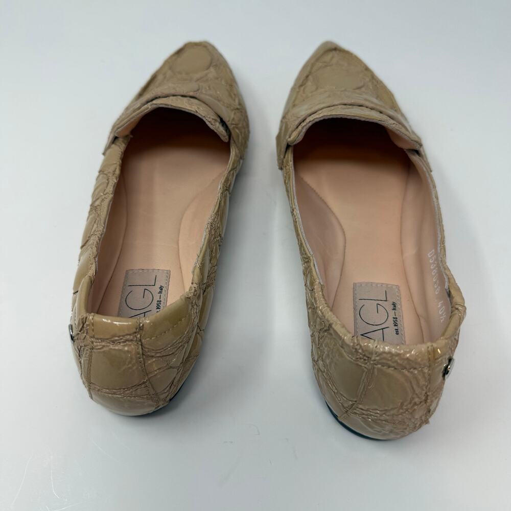 AGL Moccasins Women's 10.5 (40.5) Beige Softy Moc Calfskin Leather Flats NWOT - Picture 8 of 14